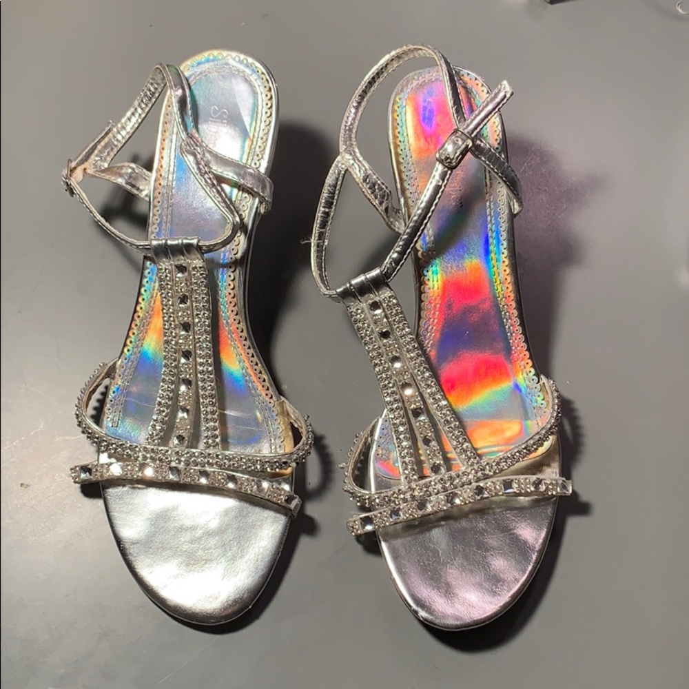 Silver Jeweled Heels